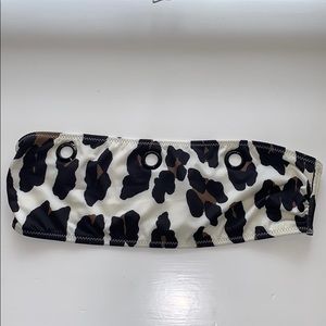 leopard print ban-do swimsuit top with rings.